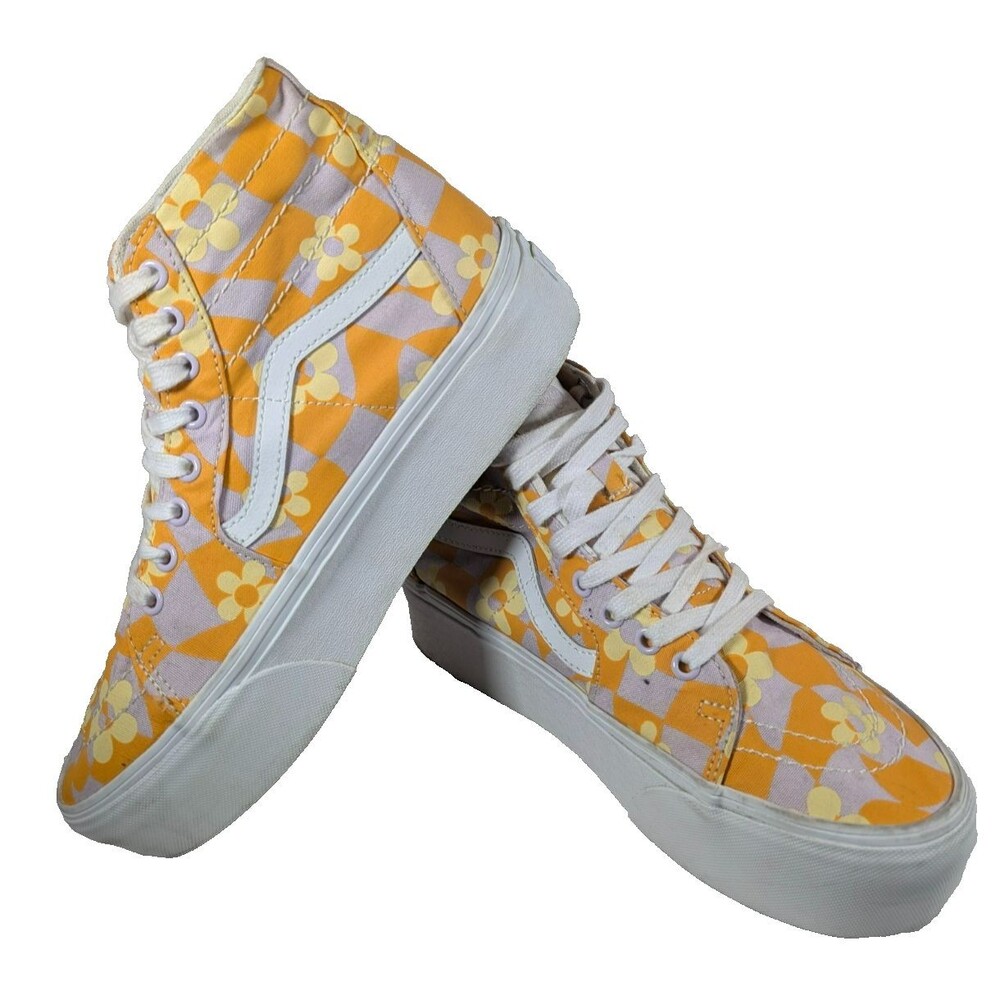 Vans Sk8-Hi Tapered Stackform Womens 9 Purple Orange Floral Checkerboard